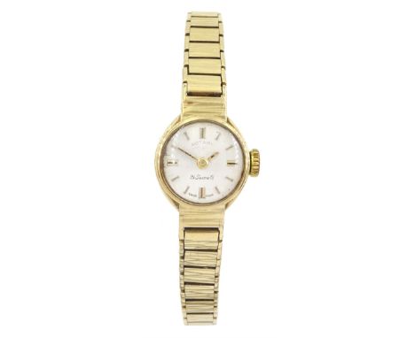 Rotary ladies 9ct gold manual wind wristwatch, on 9ct gold strap, hallmarkedCondition Report:Approx 10.6gm (excluding movemen