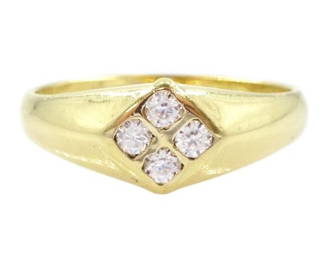 18ct gold cubic zirconia four stone ring, in a lozenge setting to a tapering band, Italian marksCondition Report:Approx 3.7gm