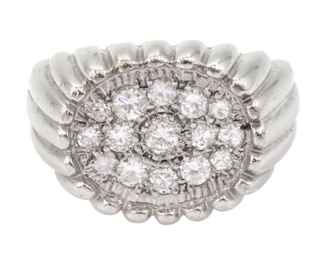 18ct white gold pave set round brilliant cut diamond ring, stamped, total diamond weight approx 0.70 caratCondition Report:Ap