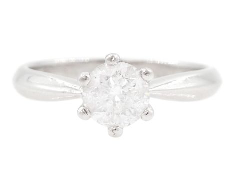 Platinum single stone round brilliant cut diamond ring, London 2003, diamond 0.57 carat, with IGL reportCondition Report:Appr