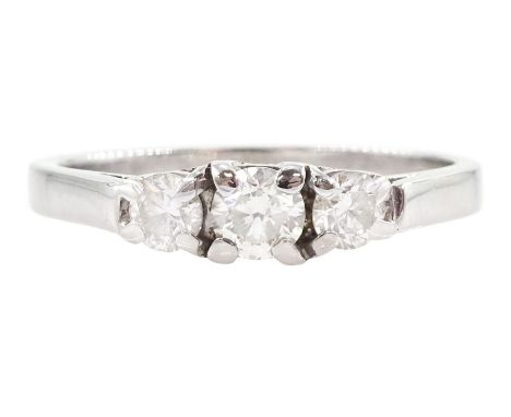 18ct white gold three stone round brilliant cut diamond ring, hallmarked, total diamond weight approx 0.50 caratCondition Rep
