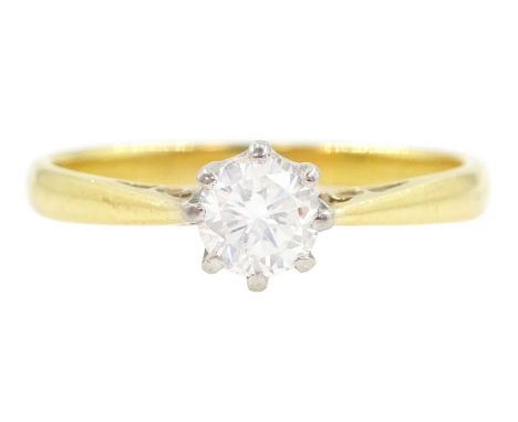 Gold single stone round brilliant cut diamond ring, stamped 18ct, diamond approx 0.30 carat Condition Report:Approx 1.9gm, si