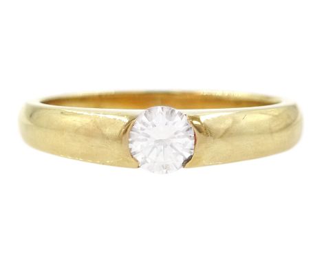18ct gold single stone round brilliant cut diamond ring, London 1996, diamond approx 0.35 caratCondition Report:Approx 4.1gm,