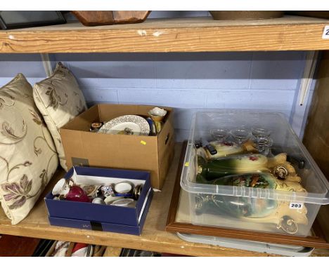 A shelf of assorted items