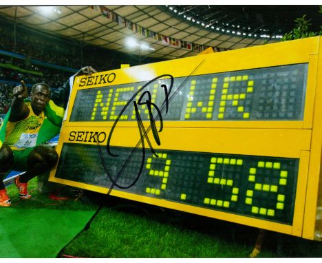 Athletics Usain Bolt signed 12x8 colour photo. Usain St. Leo Bolt, OJ, CD, OLY (born 21 August 1986) is a retired Jamaican sp