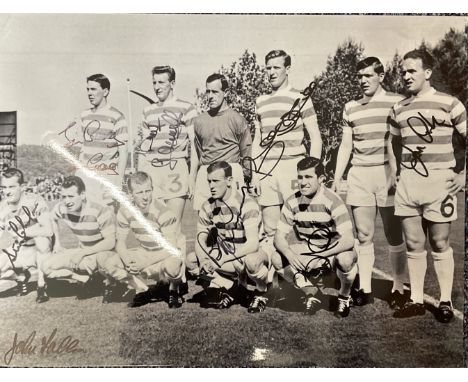 Football Celtic Lisbon Lions multi signed 16x12 black and white photo signatures include Jim Craig, Billy McNeill, Tommy Gemm