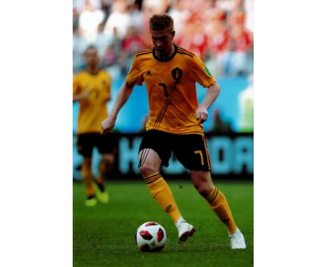 Football Kevin De Bruyne signed Belgium 12x8 colour photo. Belgian professional footballer who plays as a midfielder for Prem