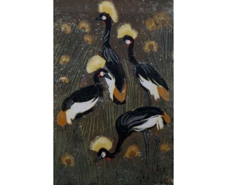 Pauline S. Hall (British, 1918-2007) Crowned Cranes IV 2/21, signed and titled in pencil (in the margin) woodcut 39cm x 26cm.