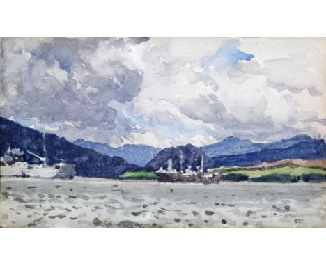 Norman Wilkinson (British, 1878-1971) The River Clyde signed (lower right), titled (to gallery label on reverse) watercolour 