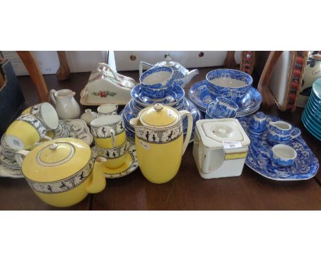 A Wedgwood &amp; Co "Cube" teapot and a large quanity of assorted Italian Spode blue and white china and others. Together wit