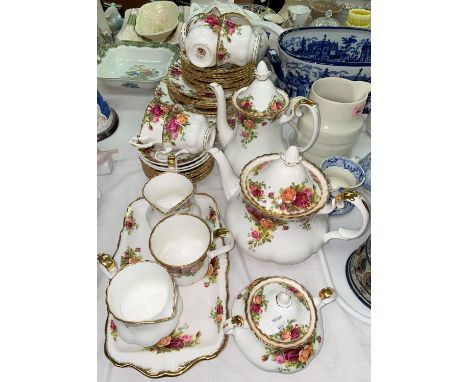 A selection of Royal Albert 'Old Country Roses', part tea and coffee service including a teapot, coffee pot etc., approximate