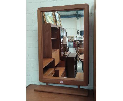 A mid century teak mirror with under shelf H95 x W60cm 