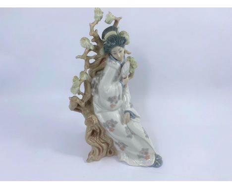 A Lladro group:  Japanese lady by a tree, height 32 cm 
