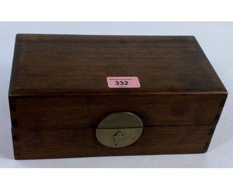 A 19th century Chinese hardwood smoker's box/tray with partly fitted interior and pipe, 25 x 28 cm.&nbsp; In good condition, 