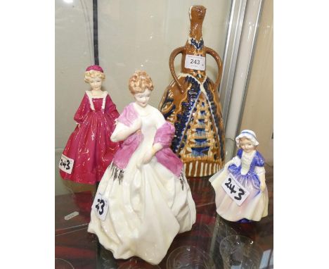 Royal Doulton figurine 'Dinky Do' HN 1678, Royal Worcester Figurine 'Grandmothers Dress', R.W. figurine 'First Dance' and a S