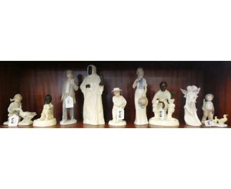 Minton "The Sheikh", Travelers Tales "Spellbound", Royal Worcester " The Pick of the Litter", Nao figure of a boy and four ot