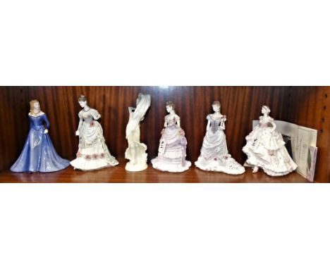 A Royal Doulton figurine 'Amy' Hn 4760, together with Royal Worcester A Royal Anniversary, The Golden Jubilee Ball and Royal 