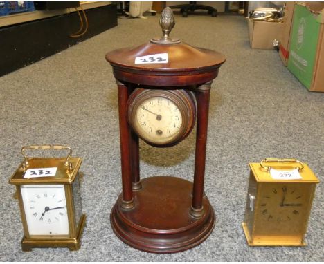 A Swiss carriage clock together with a French one and a clock mounted in a wooden 'Folly' (3). 