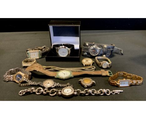 Watches  - vintage Timex black dial wristwatch,  others, Armani, Agora etc (12) 