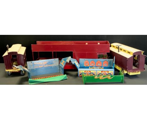 A Scratch built wooden model Foden Fairground Wagon, BB fairs, Come to the Fair, Amusements, etc, two level loading back with