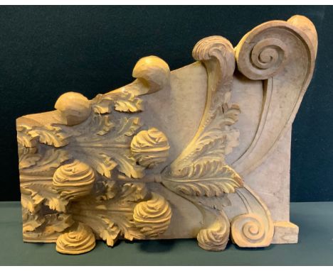 Carved mahogany wooden panel, acanthus and scrolls, 53cm high 
