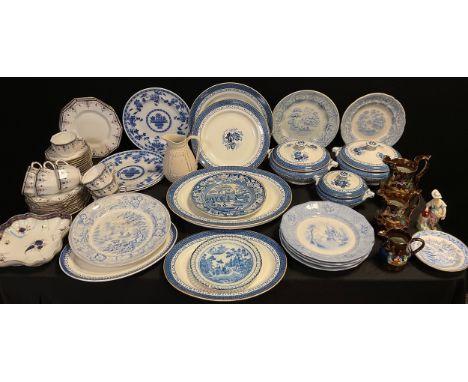 19th century and early 20th century ceramics - Staffordshire, etc, blue and white plates including;  Pearl ware, Kaolin ware,