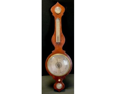 A Rossi &amp; Co Salop, mahogany banjo barometer, silvered scale and register, ivorine adjuster, 102cm high 