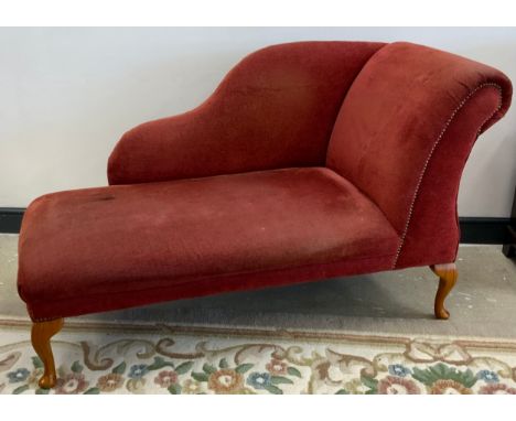 A Contemporary chaise lounge, a daybed marron red, L 90cm,W 142cm, D 65cm 