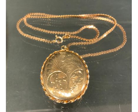 A 9ct gold opal locket pendant necklace, fancy link chain , 13.8g gross 