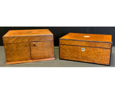 Boxes and objects - Victorian walnut Sewing/work box, with hinged lid and double doors front, enclosing fitted interior with 