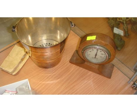 Vintage Rototherm desk themometer & vintage silver plated ice bucket