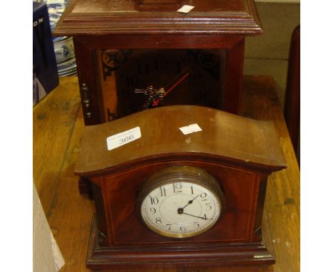Edwardian inlaid mahogany mantle clock and one other