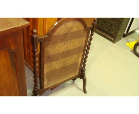 Oak barley twist firescreen