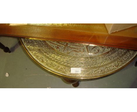 Vintage Islamic brass top coffee table