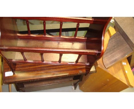 Solid beech mantle shelf, painted stool, 3 x magazine racks, vintage radio box