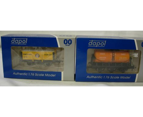 Two Dapol/Wessex wagons, limited edition wagons Wilts United Dairy and Portland Cement. Near mint condition, boxes with stora