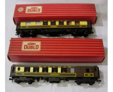 Two Hornby Dublo Pullman coaches, 4035 Aries and 4037 Car 79. Box in excellent condition, boxes with wear. P&amp;P Group 1 (£