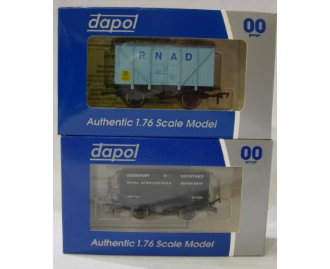 Two Dapol/Wessex wagons, limited edition RNAD and Devonport Dockyard. Near mint condition, boxes with storage wear. P&amp;P G