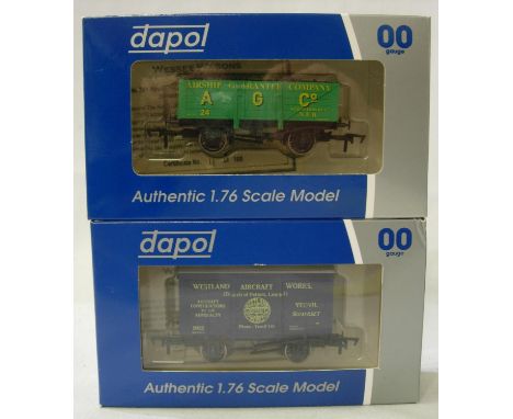 Two Dapol/Wessex wagons, limited edition, Westland Aircraft Works van and Airship Guarantee Company open. Near mint condition