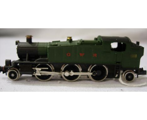 N gauge Farish Prairie tank, GWR Green 6100. Very good condition, unboxed. P&amp;P Group 1 (£14+VAT for the first lot and £1+