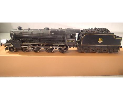 Hornby Class 5, BR Black, Early Crest, 44753, modified, detailed, weathered, in storage box. P&amp;P Group 1 (£14+VAT for the