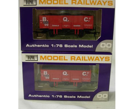 Two Dapol/Wessex wagons, limited edition wagons BQC Ltd Arnold Quarries. Near mint condition, storage wear to boxes. P&amp;P 