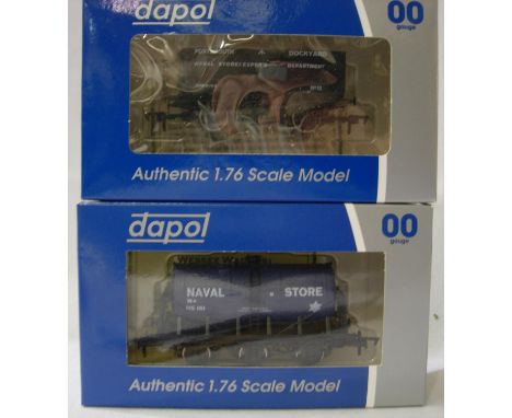 Two Dapol/Wessex wagons, limited edition Naval Store tanker and Portsmouth Dockyard. Excellent - near mint condition, boxes w