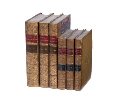 BLOXHAM, Matthew, The Principles of Gothic Ecclesiastical Architecture. 3 vols. full tooled calf. small 8vo. plus Gothic Arch