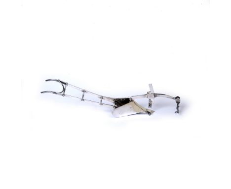 A 19TH CENTURY SILVER PLATED SCALE MODEL of a Scottish swing plough, 32cm long overall