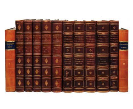 BRITTON, John, The Architectural Antiquities of Great Britain, London, 1807. -1821. In 10 vols. 4to. numerous plts. ½ marbled