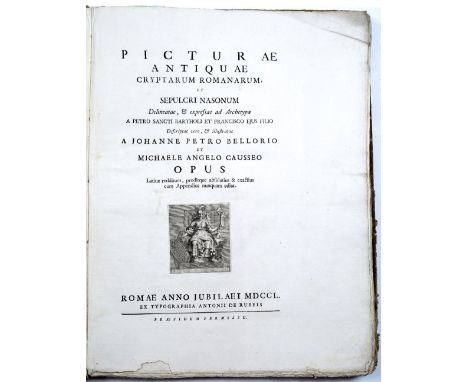 BELLORI, Giovanni Pietro and DE LA CHAUSSE, Michel Ange, Picturae Antiquae Cryptarum Romanarum et Sepulcri Nasonum, Rome 1750