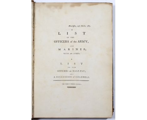 A GEORGE III 'List of the Officers of the Army and Marines' with index. 33rd Ed. bound in red morocco with greek key ornament