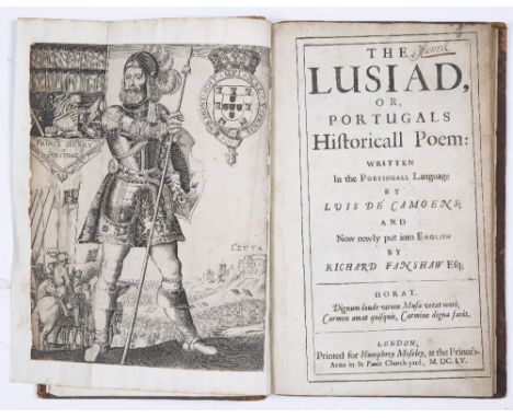 CAMOENS, Luis De. The Lusiad, or Portugals Historicall Poem. Trans. Richard Fanshaw. Moseley London 1655. Tall 4to. Enrd. Fro