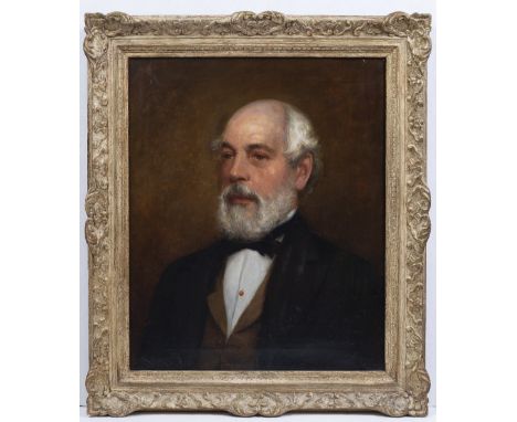 A 19TH CENTURY OIL PORTRAIT of a gentleman, formally dressed in black top coat, oil on canvas, signed A. Verey and dated 1885